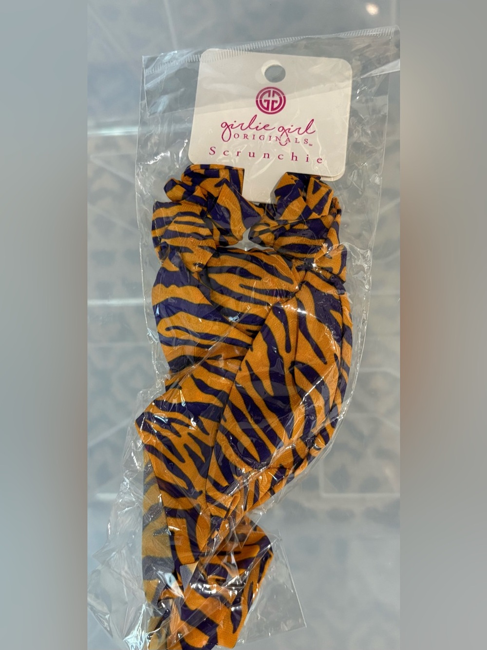 Purple & Gold Zebra Print Scrunchie - perfect for LSU Tiger Fan
